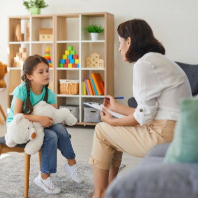 Adult talking to child