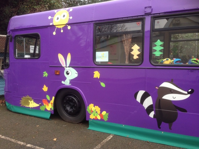All aboard!  Renovated bus transformed into St Margaret's Thrive room