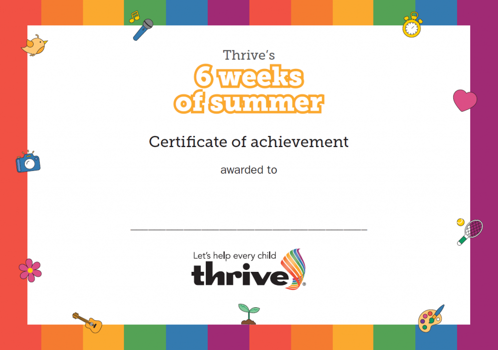 Thrive's 6 weeks of summer certificate
